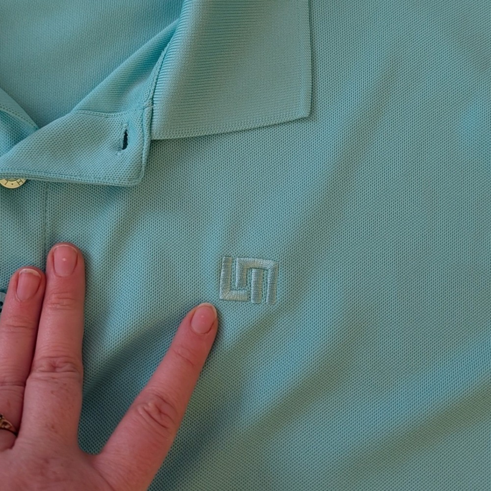 Loudmouth Golf Men's Polo Shirt Aqua Turquoise Blue Pique Short Sleeve- XXL - Picture 4 of 7